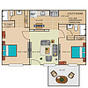 Floorplan Image 119292 Bedroom 2 Bath Layout